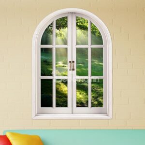Beautiful Natural Scenery and Green Grassland Window View Removable 3D Wall Stickers