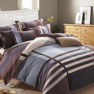 Contemporary Concise Stripe Design 4-Piece Duvet Cover Sets