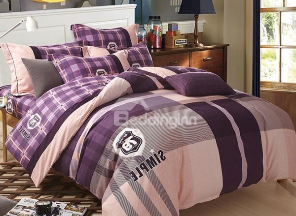 Modern Voguish Stripe Plaid 4-Piece Cotton Duvet Cover Sets