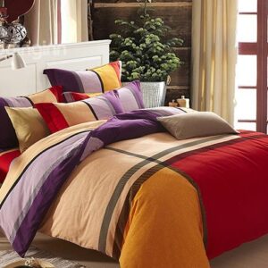 Concise Stripe Design Super Cozy Cotton 4-Piece Duvet Cover Sets