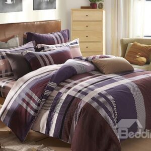 Faddish Classical Stripe Design 4-Piece Duvet Cover Sets