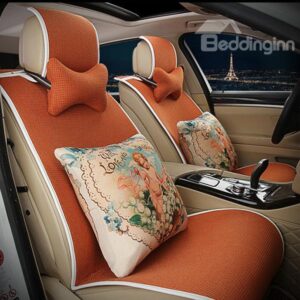 Elegant Single Colored with Cozy Cushions Car Seat Cover Set