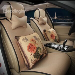 Concise Designed with Floral Cushions Car Seat Cover Set