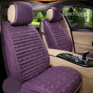 Beautiful Pure Colored with Cure Dots Linen Car Seat Cover