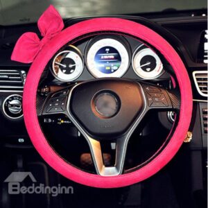 Beautiful Pure Colored Bowknot Patterned Steering Wheel Cover