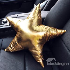 Shiny Pure Colored Star Shaped Premium Car Neckrest Pillow