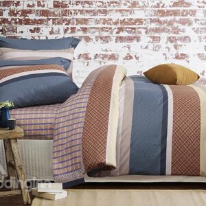 Fashion Concise Gingham Cotton 4-Piece Duvet Cover Sets