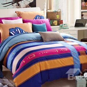 Stripe Design Concise 4-Piece Duvet Cover Sets
