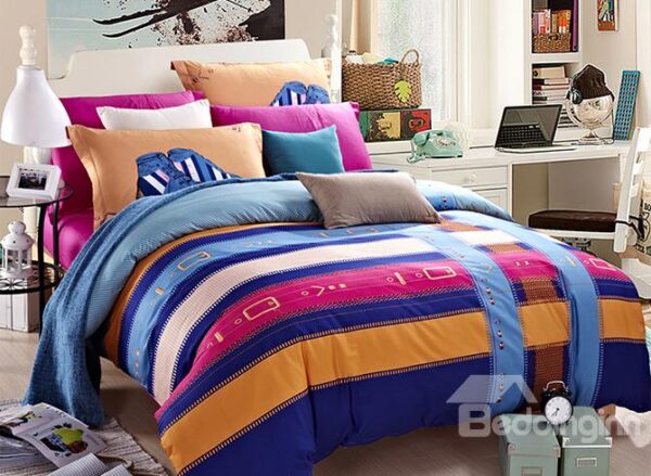 Stripe Design Concise 4-Piece Duvet Cover Sets
