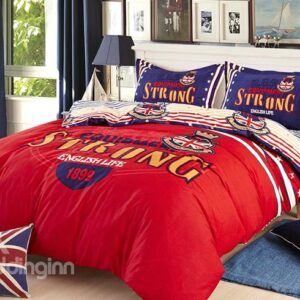 Vintage British Style Red 4-Piece Duvet Cover Sets