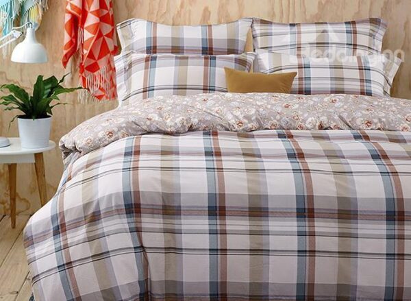 Simple Classical Plaid 4-Piece Duvet Cover Sets