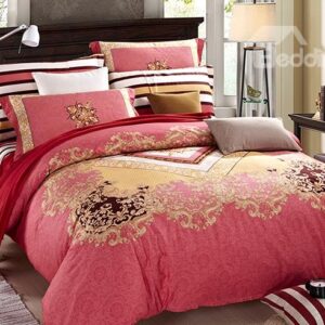 Artistic European Jacquard Red 4-Piece Duvet Cover Sets