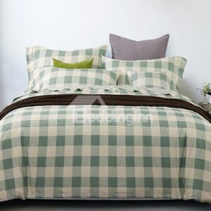 Refreshing Green Plaid Design 4-Piece Duvet Cover Sets