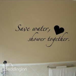 Creative Letters Save Water Shower Together Bathroom Removable Wall Sticker