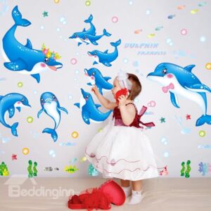 Cute Cartoon Dolphins Nursery Bedroom Bathroom Removable Wall Sticker