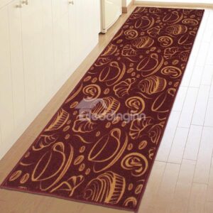 Unique Coffee and Bread Pattern Kitchen Anti-Slipping Area Rug