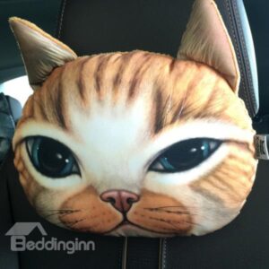 Creative Personalized Sleepy Kitten Face Car Seat Pillows