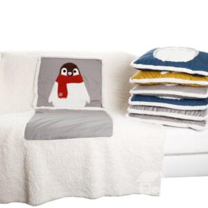 Super Soft Cute Panguin Patterned Convertable Quillow Car Seat Pillow