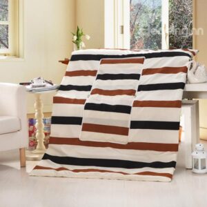 Cozy Triple Colored Stripe Patterned Convertable Blanket Car Pillow
