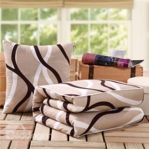 Soft Convertable Quillow Stripes Patterned Blanket Car Pillow