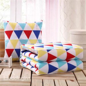 Soft Convertable Quillow Triangular Patterned Blanket Car Pillow