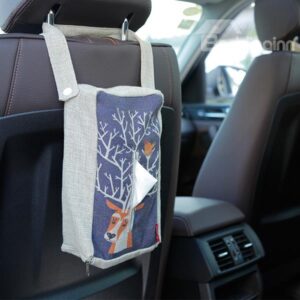 Creative Reindeers Patterned Linen Tissue Box Car Backseat Organizer