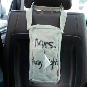 Creative Letters Patterned Linen Tissue Box Car Backseat Organizer