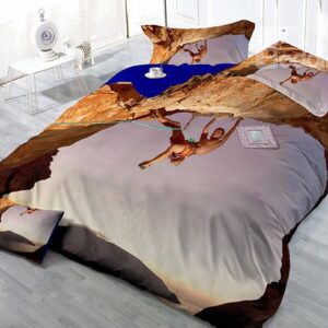 Strong Climbing Man Print Satin Drill 4-Piece Duvet Cover Sets