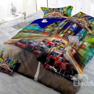 Cool Car Print Luxury Satin Drill 4-Piece Duvet Cover Sets