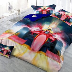 Fashion Unique Car Print Luxury Satin Drill 4-Piece Duvet Cover Sets