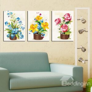 Gorgeous Multi-Color Flower Sets 3-Panel Canvas Wall Art Prints