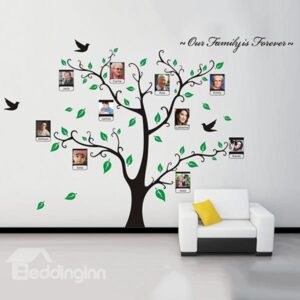Family is Forever Green Leaf Tree Design Wall Photo Frame Removable Wall Sticker
