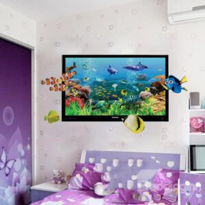 Cartoon Sea World Colorful Sea Fishes Nursery Removable 3D Wall Sticker