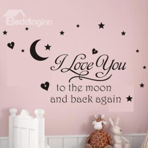 Romantic Words and Quotes I Love You to the Moon Removable Wall Sticker