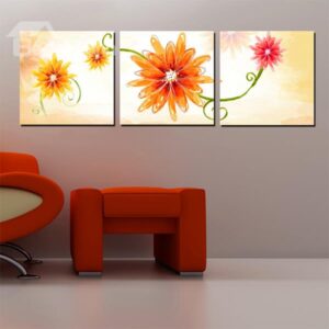Beautiful Simple Flower Pattern Canvas 3-Panel Wall Art Prints