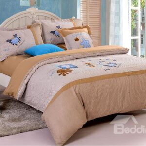 100% Cotton Lovely Bottom of The Ocean Print Kids Duvet Cover Set