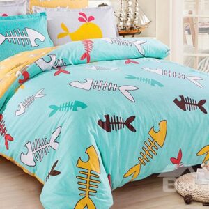 100% Cotton Lovely Fishbone Pattern Kids Duvet Cover Set