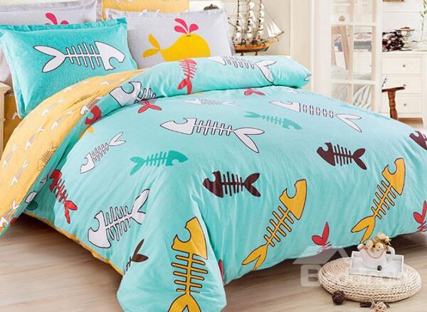 100% Cotton Lovely Fishbone Pattern Kids Duvet Cover Set