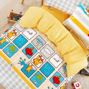 Plaid Pattern Giraffe Print Kids Duvet Cover Set