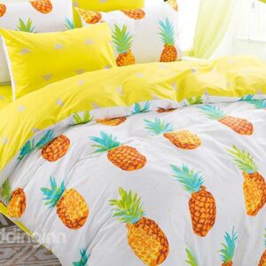 100% Cotton Lovely Pineapple Pattern Kids Duvet Cover Set