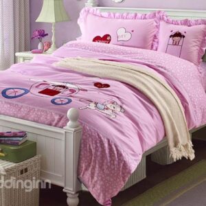 100% Cotton Lovely Girl in Carriage Print Kids Duvet Cover Set