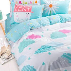Cute Rainy Clouds Pattern Kids Duvet Cover Set