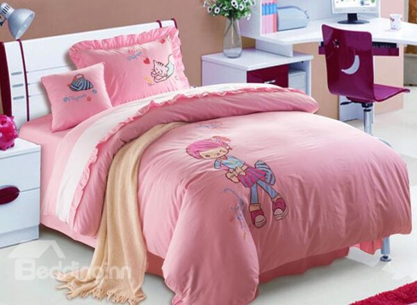 100% Cotton Lovely Sweet Girl Print Kids Duvet Cover Set