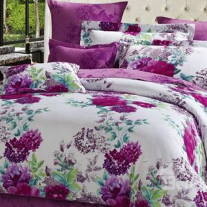 Noble Purple Flowers Print Cotton 4-Piece Duvet Cover Sets