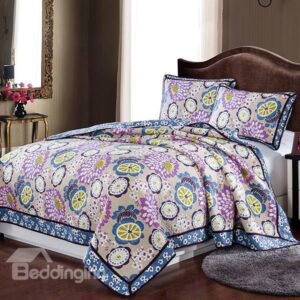 European Pastoral Flowers Style Cotton 3-Piece Bed in a Bag