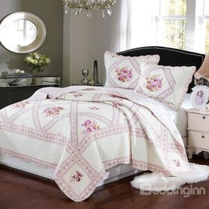 Luxury European Style Exquisite Flowers Design 3-Piece Bed in a Bag