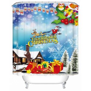 Wonderful Brisk Santa and Deer Shower Curain