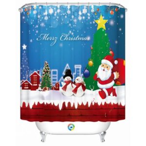 Fabulous Lively Snowman and Santa Shower Curain