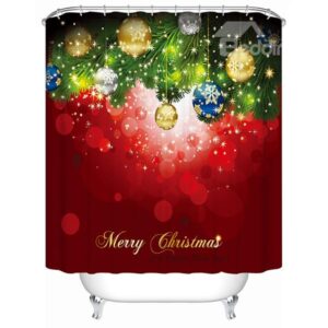 Fancy Dreamlike Balloon and Christmas Tree Shower Curtain