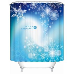 Dreamlike Unique Design Blueground Snowfalke Shower Curain